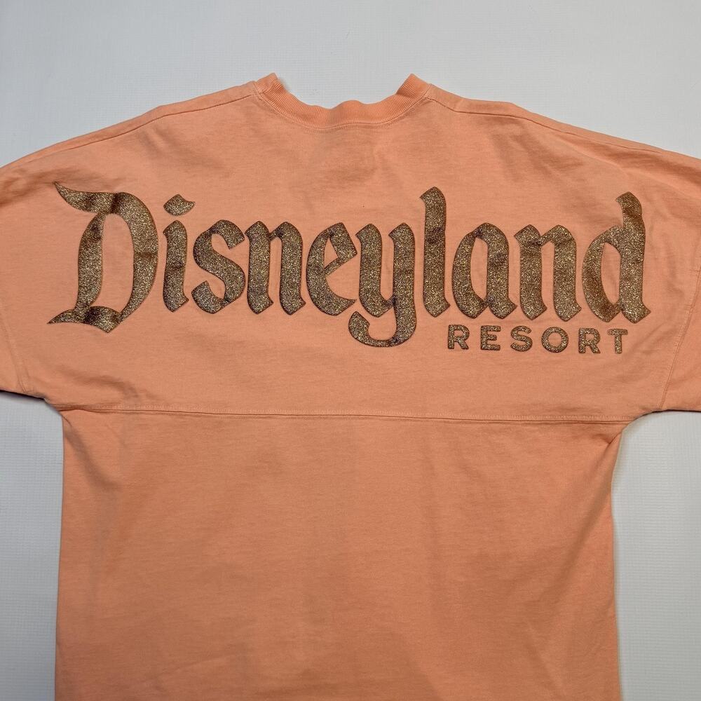 Disney Parks Shirt Womens Small Peach Spirit Jersey Disneyland Resort Glitter